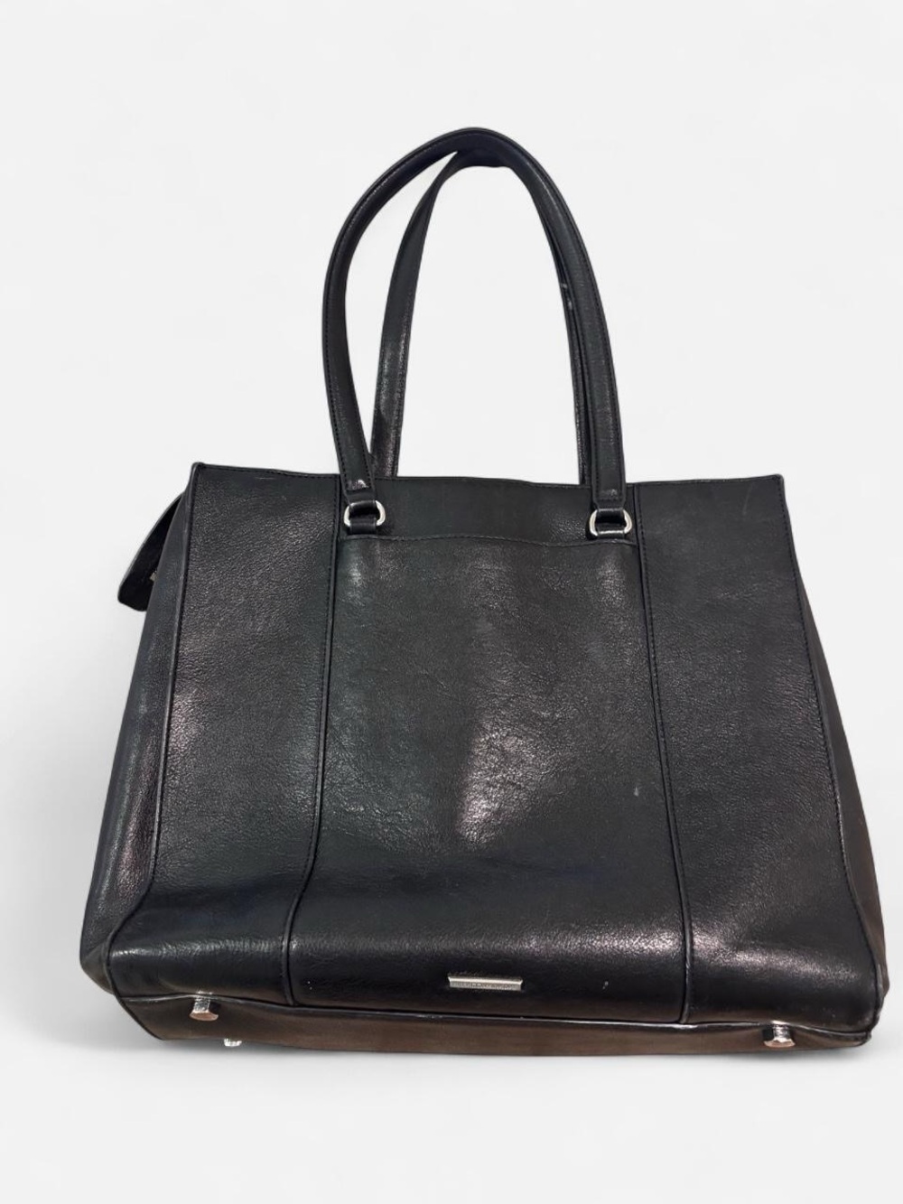 Rebecca Minkoff Black Leather Tote with Silver Accents